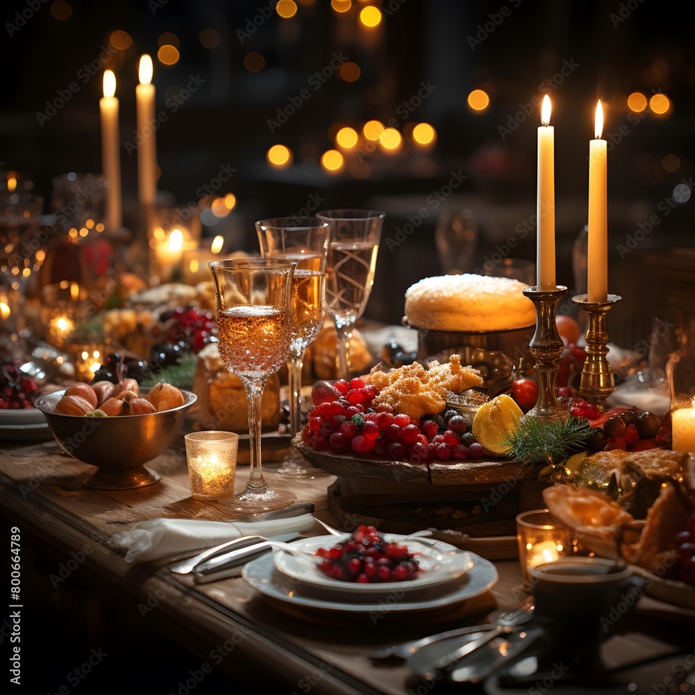 Festive table with cutlery and glasses of wine in restaurant
