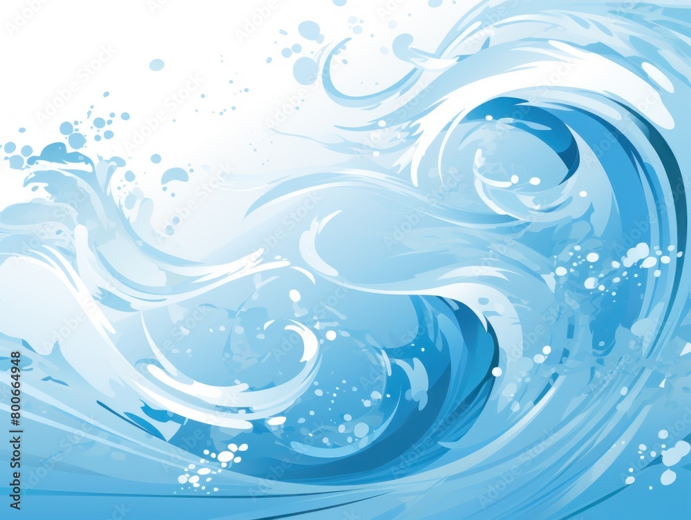 Swirling blue waves and bubbles