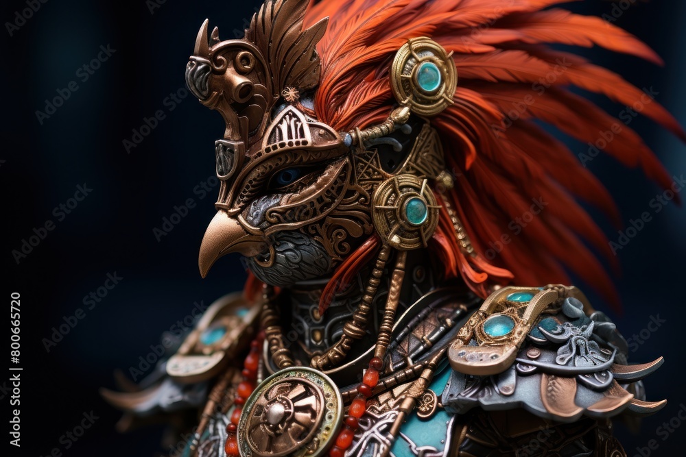 Fototapeta premium Ornate Tribal Mask with Vibrant Feathers