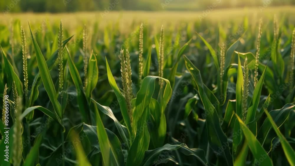 A field of corn is in full bloom A field of corn is in full bloom