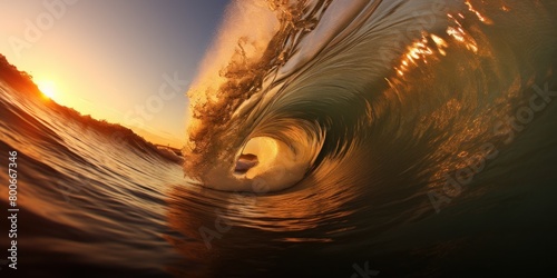 Majestic ocean wave at sunset © Balaraw