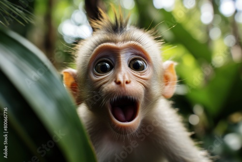 Surprised Monkey Face Close-Up © Balaraw