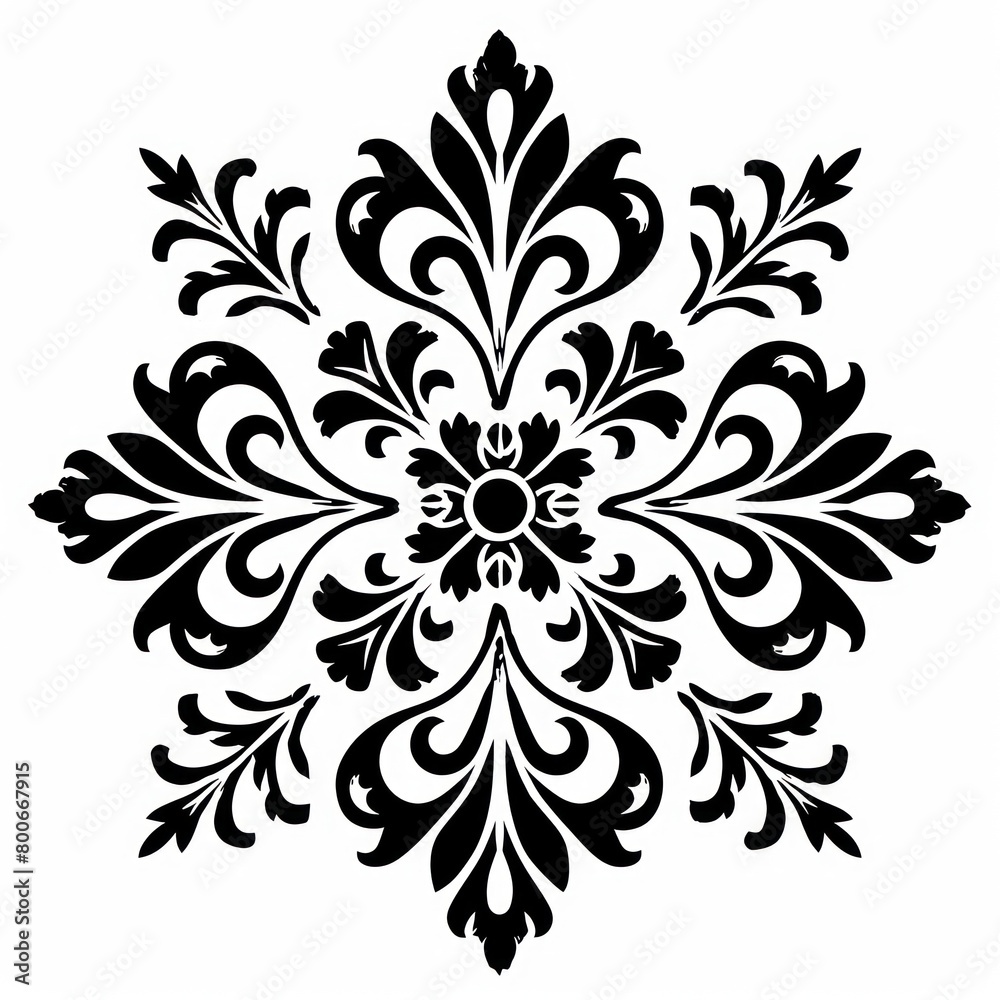 Ornament in stencil style, minimalist in flat black color with white background Ornament in stencil style, minimalist in flat black color with white background
