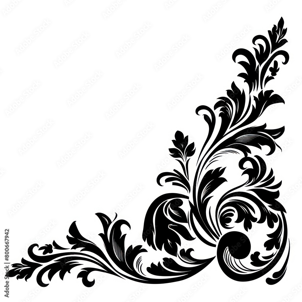 Ornament in stencil style, minimalist in flat black color with white background Ornament in stencil style, minimalist in flat black color with white background