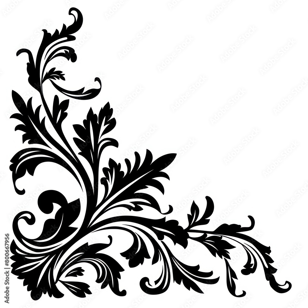Ornament in stencil style, minimalist in flat black color with white background Ornament in stencil style, minimalist in flat black color with white background