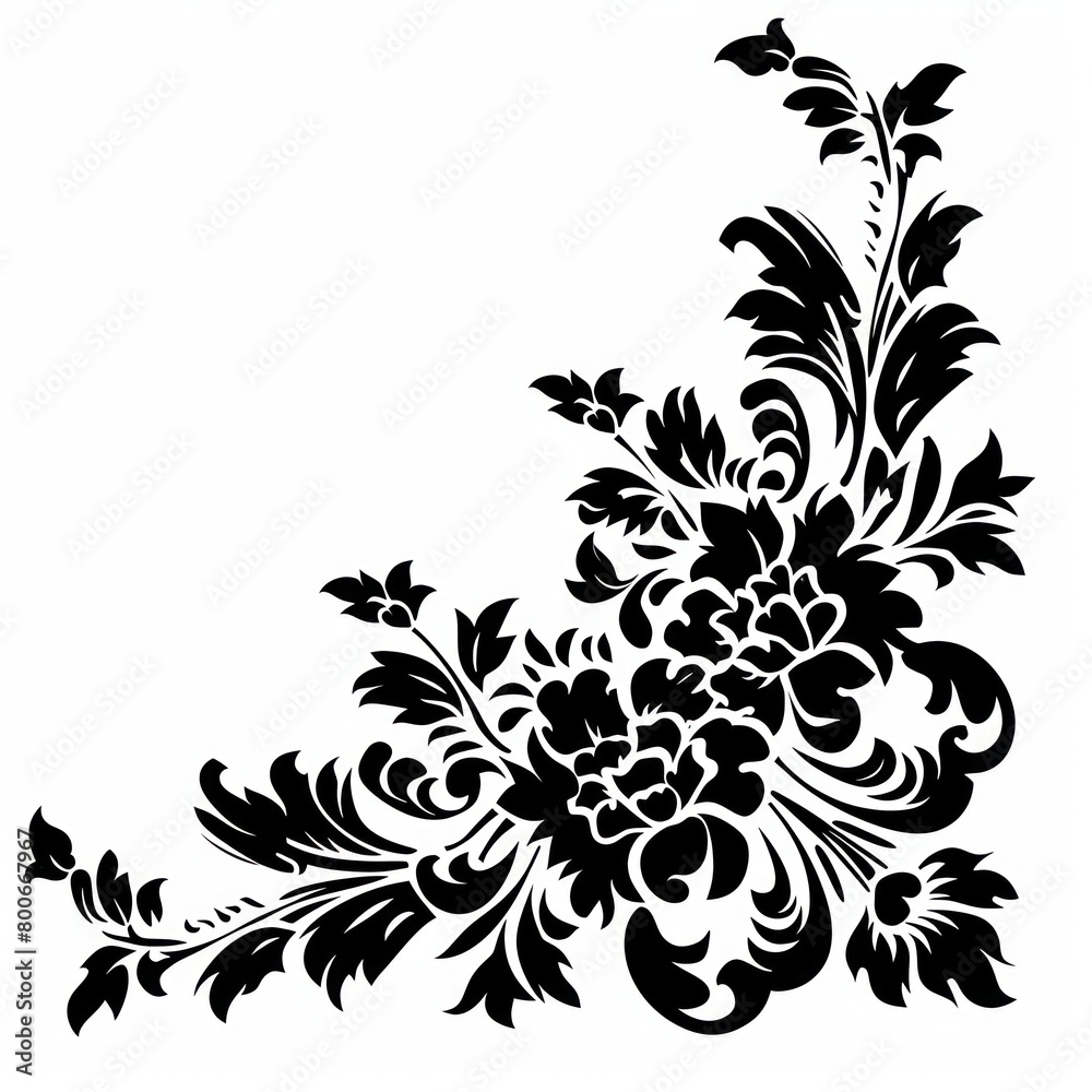 Ornament in stencil style, minimalist in flat black color with white background Ornament in stencil style, minimalist in flat black color with white background