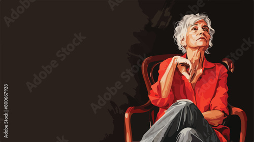 Portrait of stylish mature woman sitting on chair 
