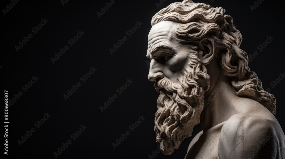 Dramatic Sculpture of Bearded Man