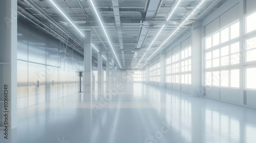 large modern white warehouse interior