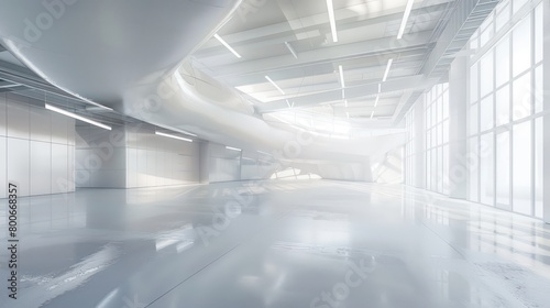 large modern white warehouse interior