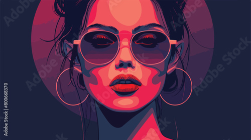 Portrait of stylish young woman on dark background Vector