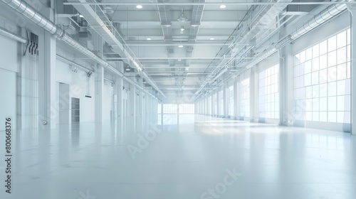 large modern white warehouse interior