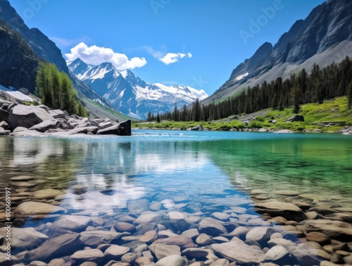 Serene mountain lake landscape