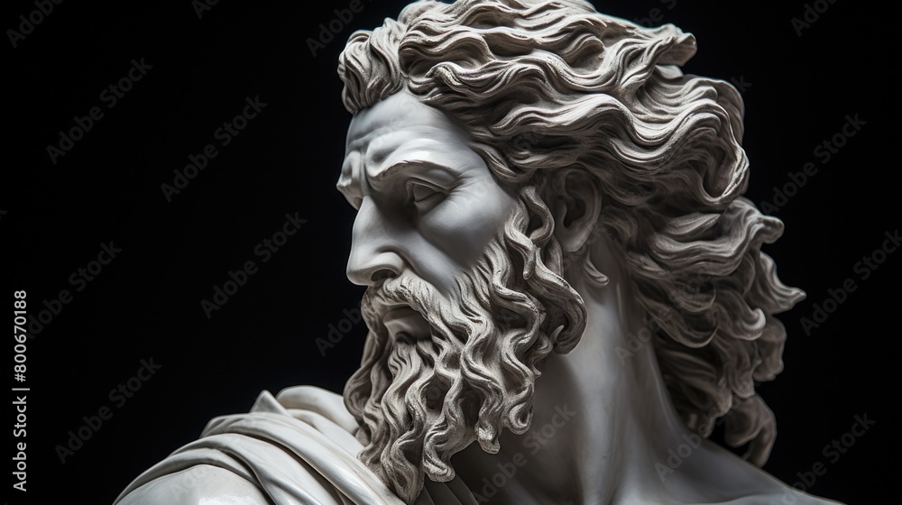 Dramatic Marble Sculpture of Bearded Man