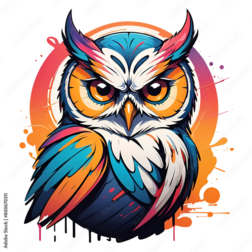 Graffiti abstract owl sunset