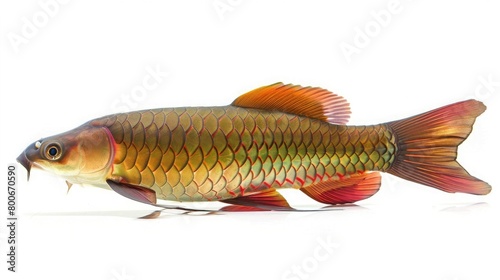 Beautiful asian arowana fish Isolate on white Background