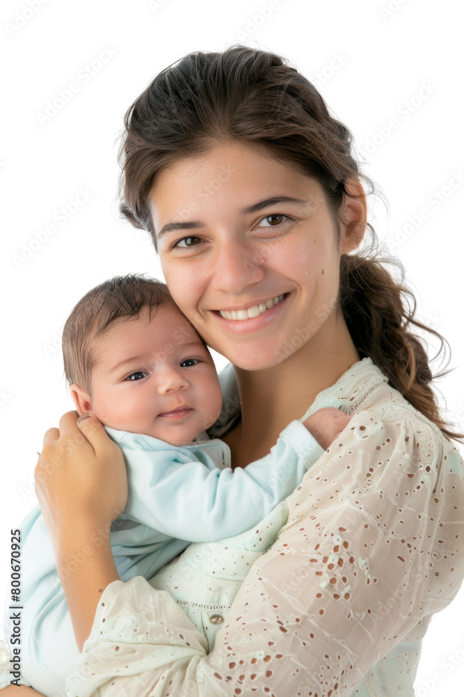 Mother and her newborn baby white background Mother and her newborn baby white background