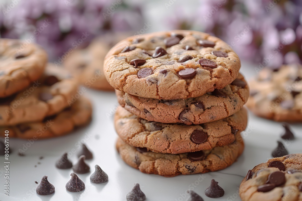 chocolate chip cookies in table flat lay chocolate chip cookies in table flat lay