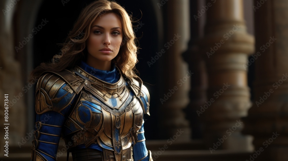 Powerful female warrior in ornate armor Powerful female warrior in ornate armor