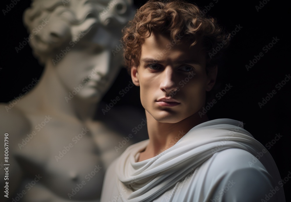 Obraz premium Pensive young man in dramatic lighting