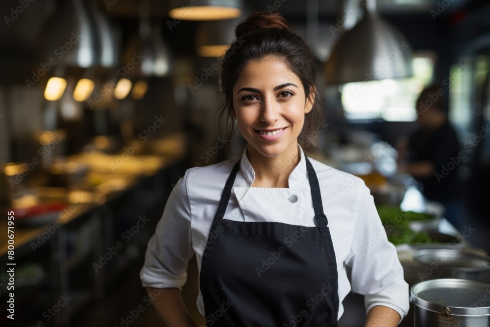 Smiling chef in restaurant kitchen Smiling chef in restaurant kitchen