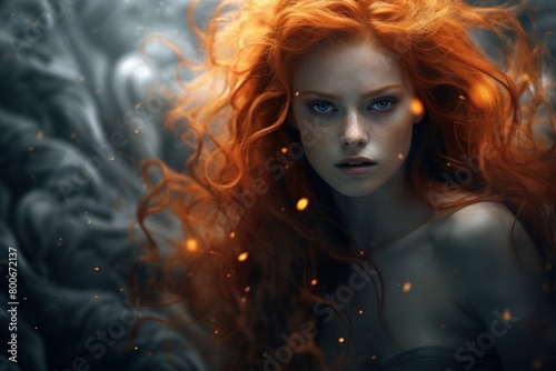 Enchanting Redhead with Fiery Locks photo
