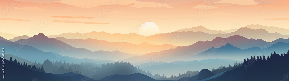 Serene mountain landscape at sunset Serene mountain landscape at sunset