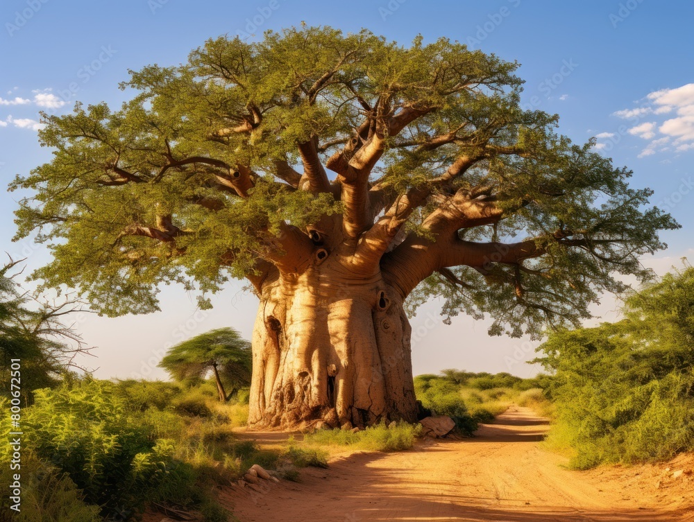 Majestic Baobab Tree in African Savanna Landscape