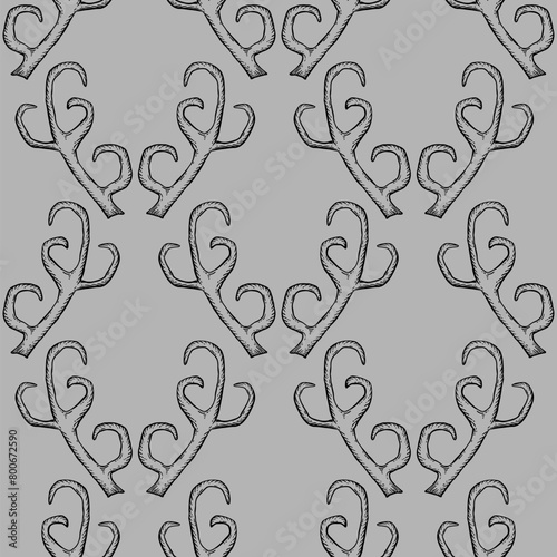 Seamless pattern with deer antlers
