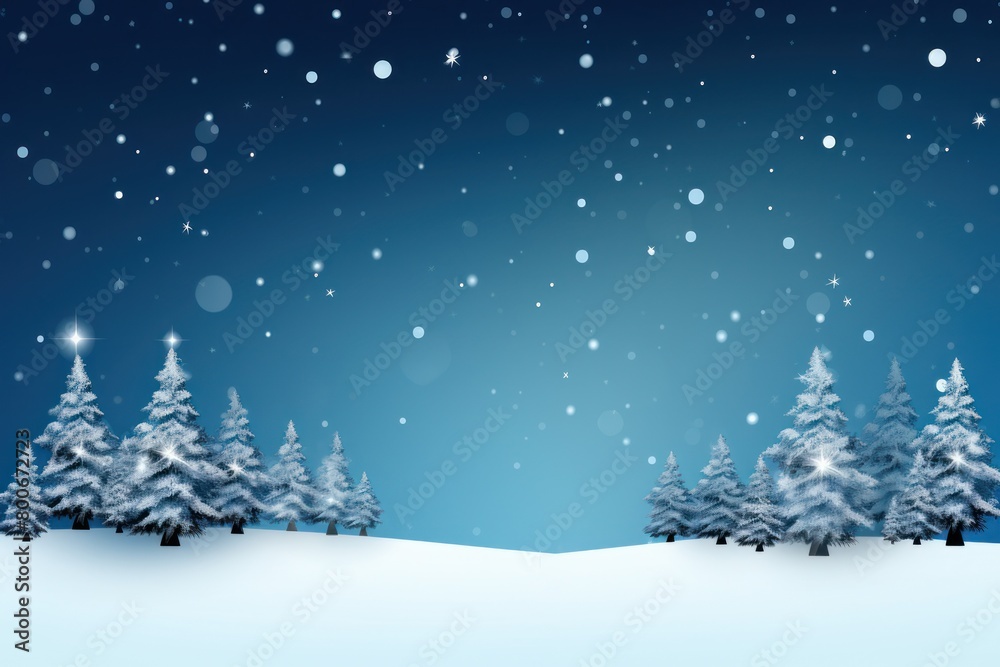 Snowy winter landscape with pine trees and falling snow Snowy winter landscape with pine trees and falling snow
