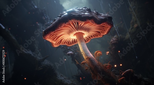 Glowing Mushroom in Mystical Forest