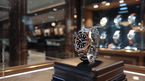 Luxury Dive Watch Displayed in Boutique Store photo
