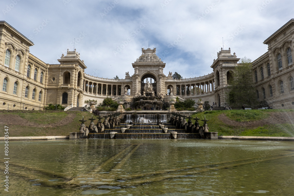 View of the stunning Palais Longchamp,  (Longchamp palace), a monument located in Marseille, France.