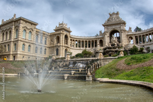 View of the stunning Palais Longchamp, (Longchamp palace), a monument located in Marseille, France.