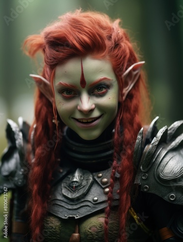 Fierce fantasy warrior with vibrant red hair © Balaraw