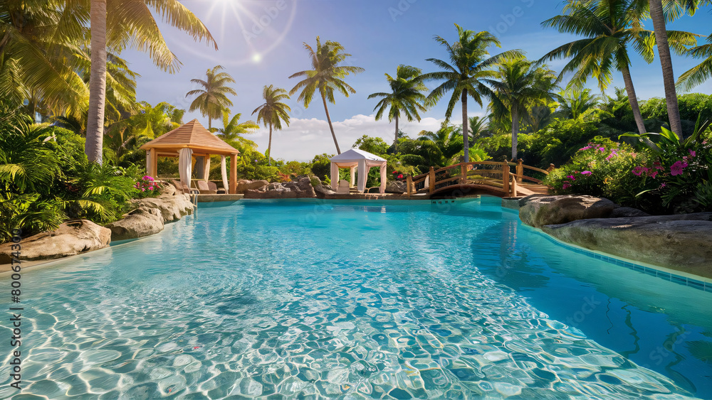 Vacation luxury resort swimming pool summer tropical relax	