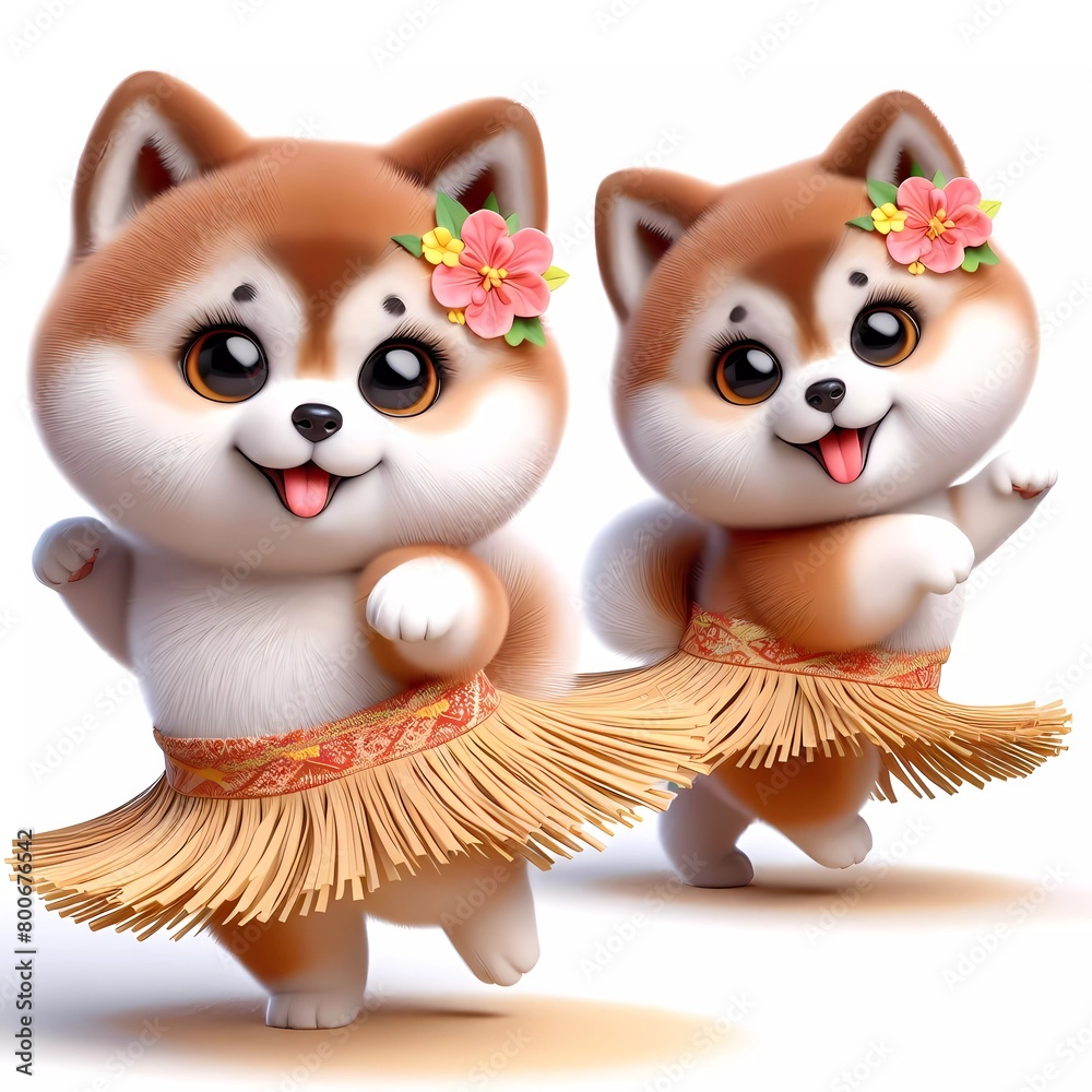 Fototapeta premium Tanzender Akita Inu