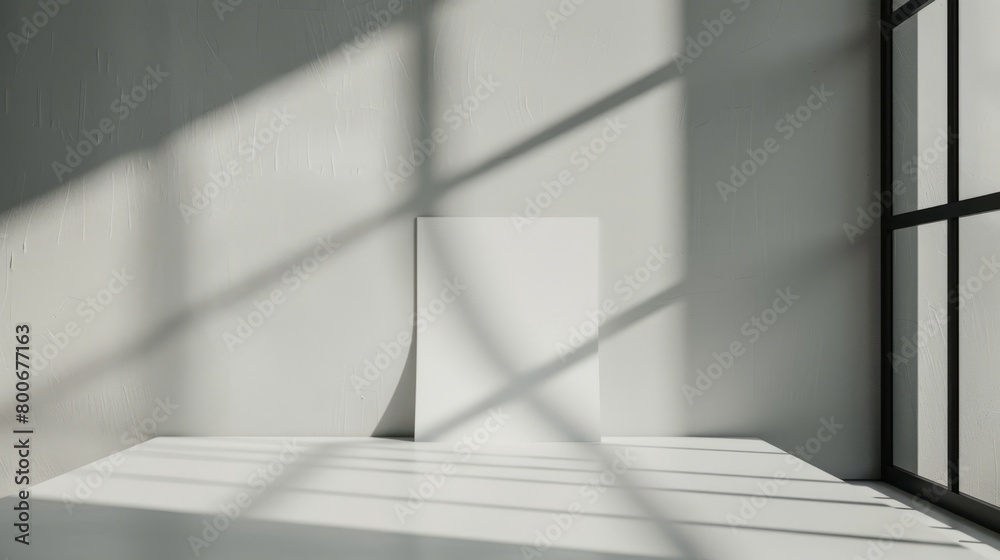 Fototapeta premium Shadow overlay effect background, light and shadow outside the window. Shadow overlay effect and model of natural lightning inside the room