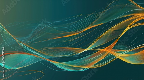 abstract with lines power bi dashboard, teal and orange an intricate data visualization masterpiece