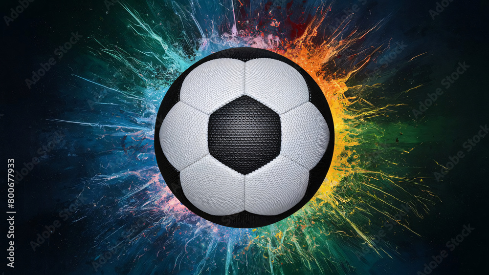 Fototapeta premium soccer ball in colorful flames
