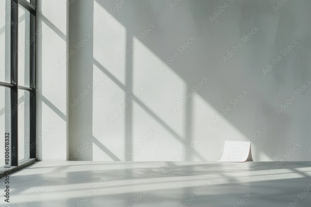Fototapeta premium Shadow overlay effect background, light and shadow outside the window. Shadow overlay effect and model of natural lightning inside the room