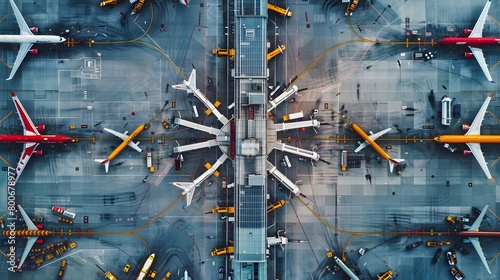 Symmetrical shot of an airport with kaleidoscope style.