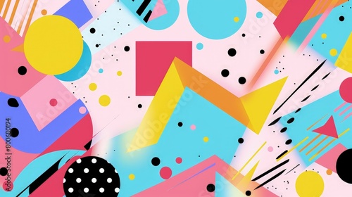 vibrant colorful abstract shapes and polka dots art