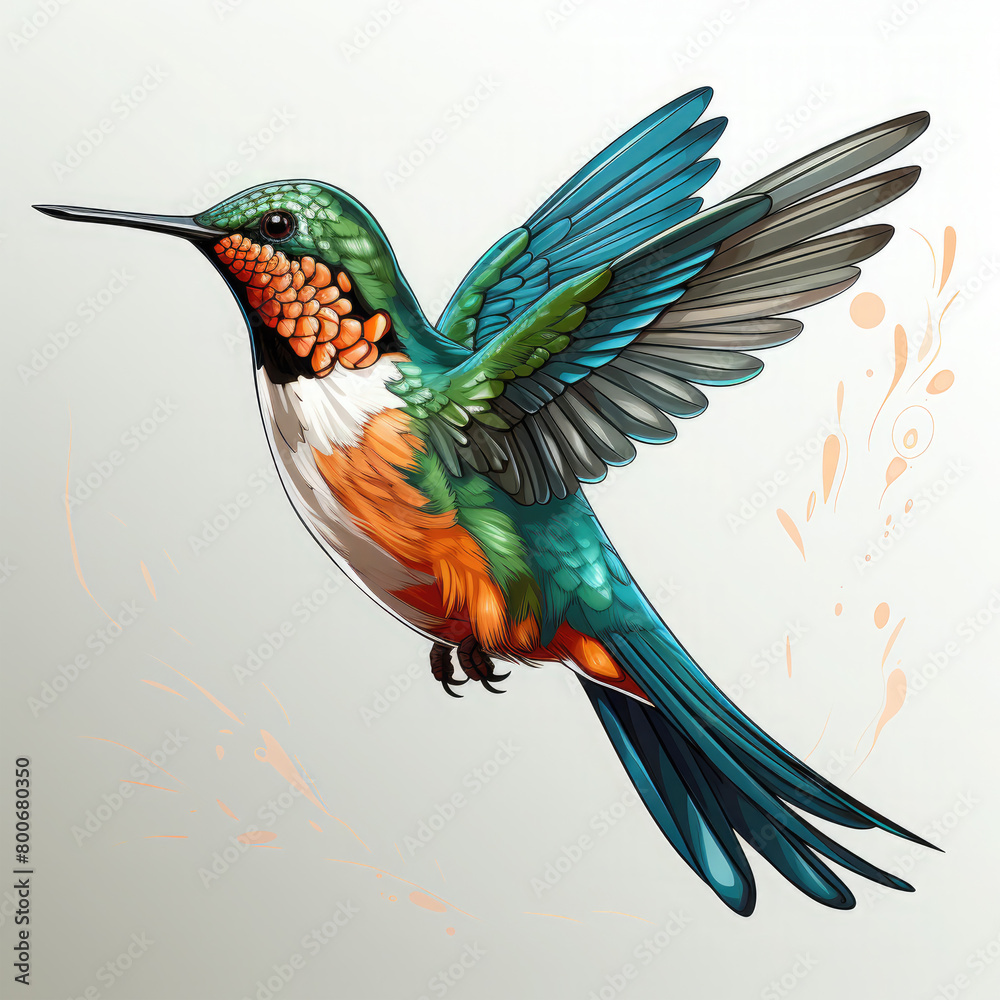 Fototapeta premium Watercolor Hummingbird vector, clipart Illustration, Generative Ai