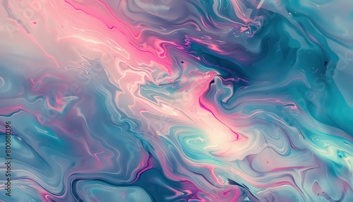 liquid marble fluid painting pink and teal swirly lunar ripples iridescent photo