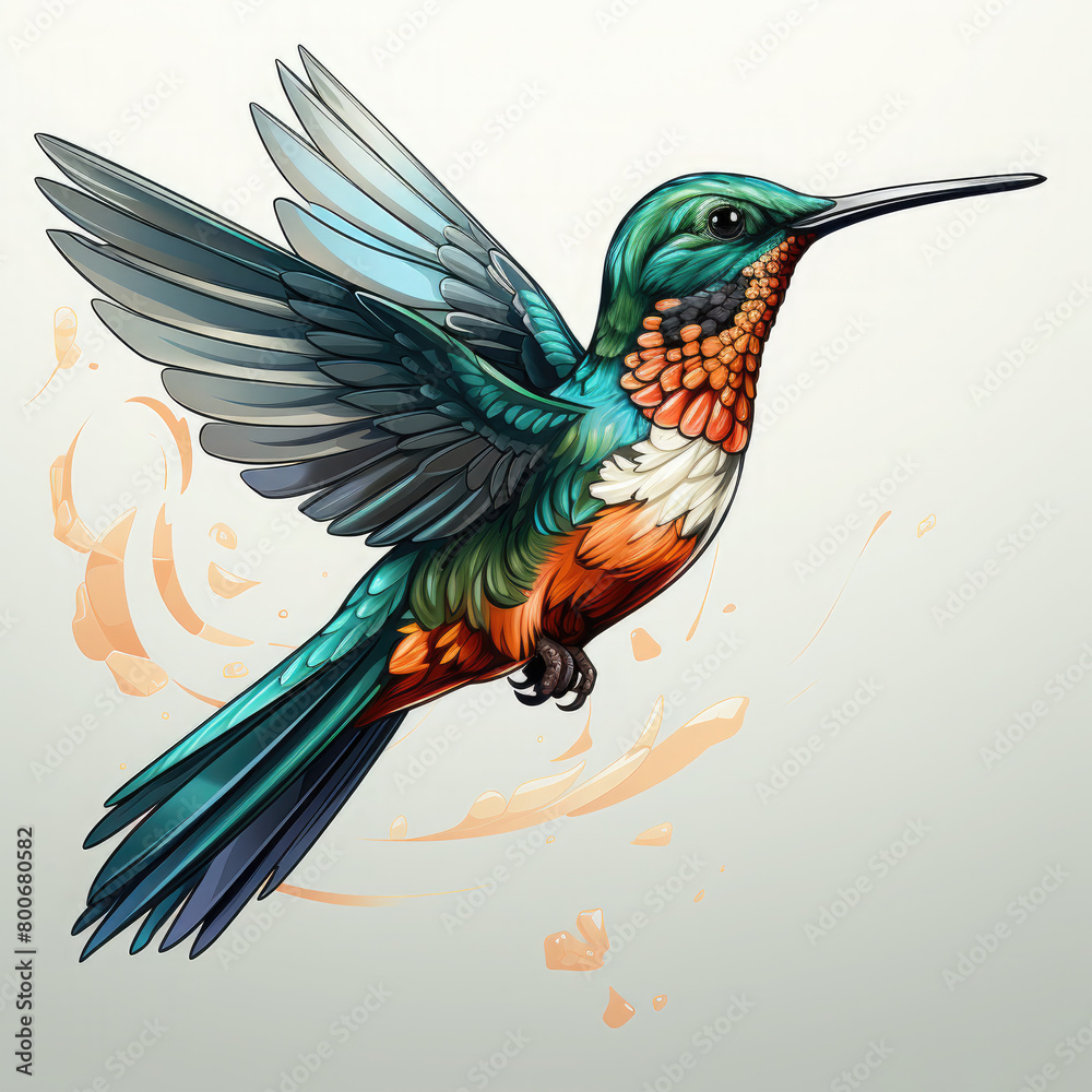 Obraz premium Watercolor Hummingbird vector, clipart Illustration, Generative Ai