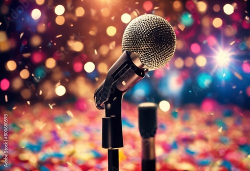 'contest song Retro confetti Microphone ball Light night Stage eurovision golden party sco concert close blurred music Bokeh background disco gold eurovis'