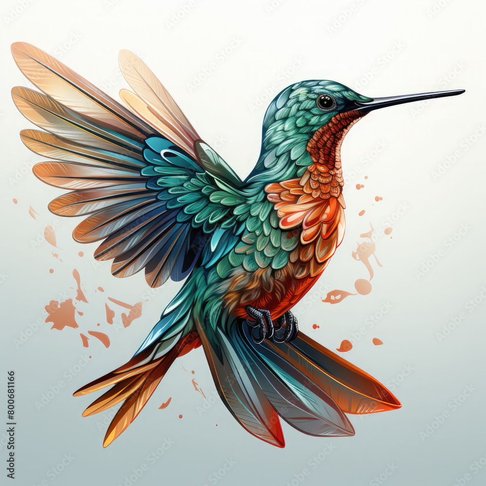 Fototapeta premium Watercolor Hummingbird vector, clipart Illustration, Generative Ai