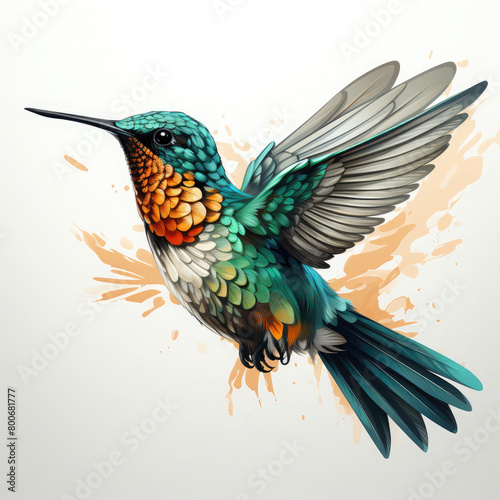 Watercolor Hummingbird vector  clipart Illustration  Generative Ai