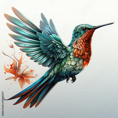 Watercolor Hummingbird vector, clipart Illustration, Generative Ai © SantoshArt
